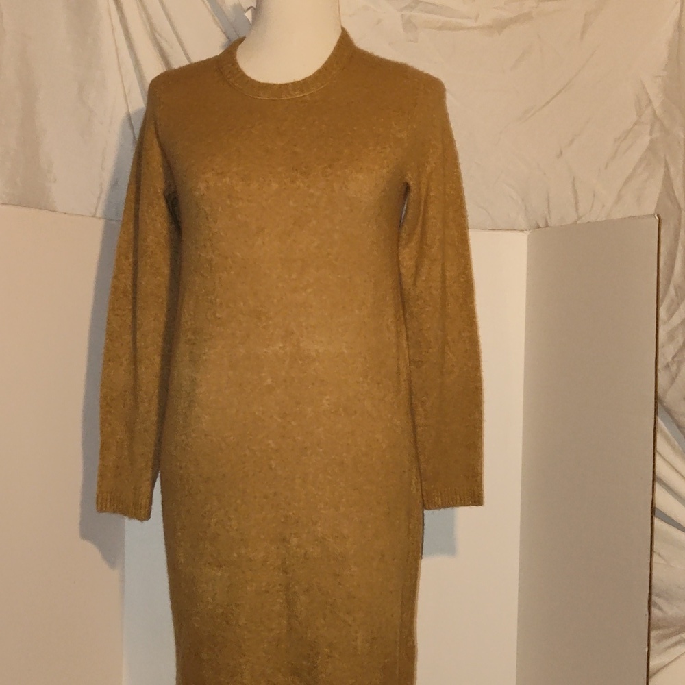 J Crew 7% Wool Blend Brown Tan Sweater Dress Small